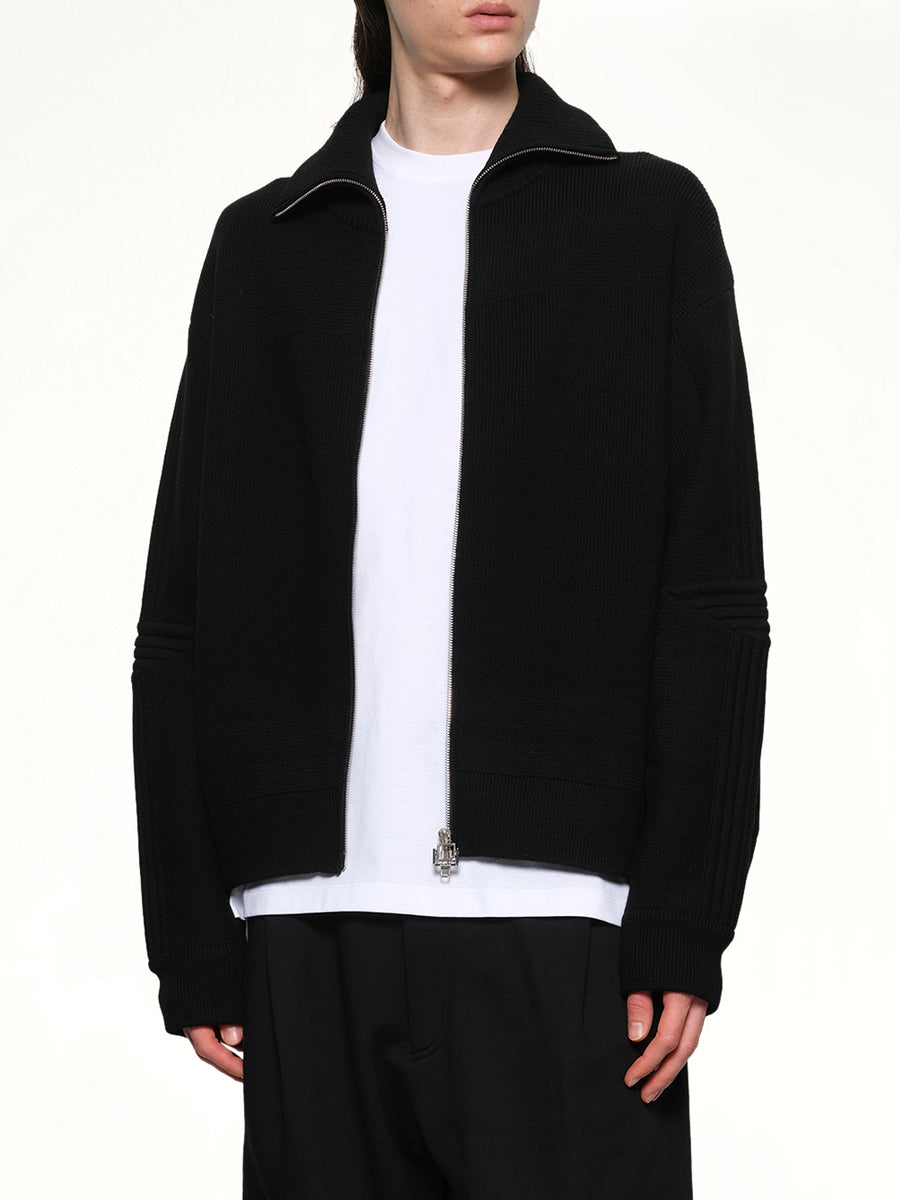 Zipped Cardigan in Black