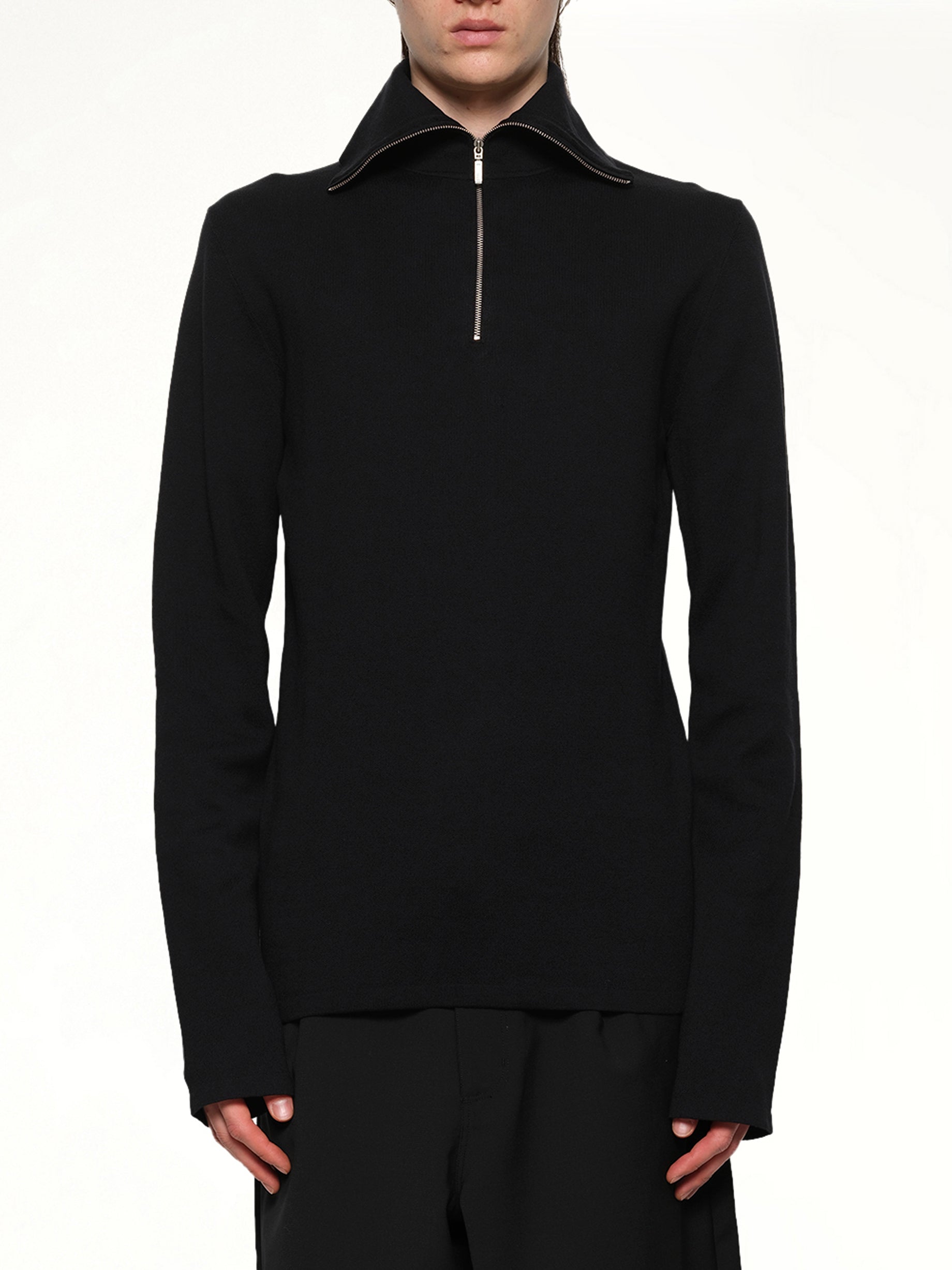 Zip Up Turtle Neck in Black