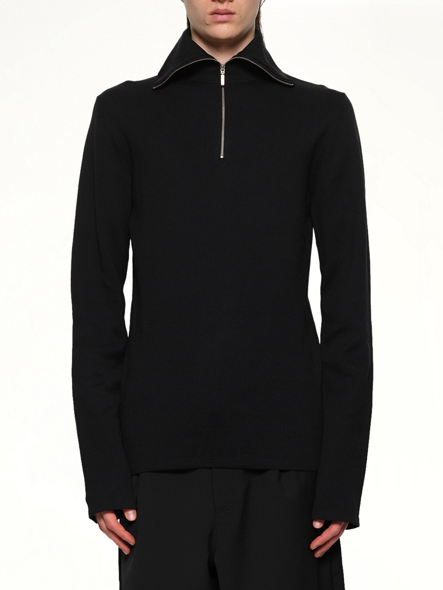 Zip Up Turtle Neck in Black