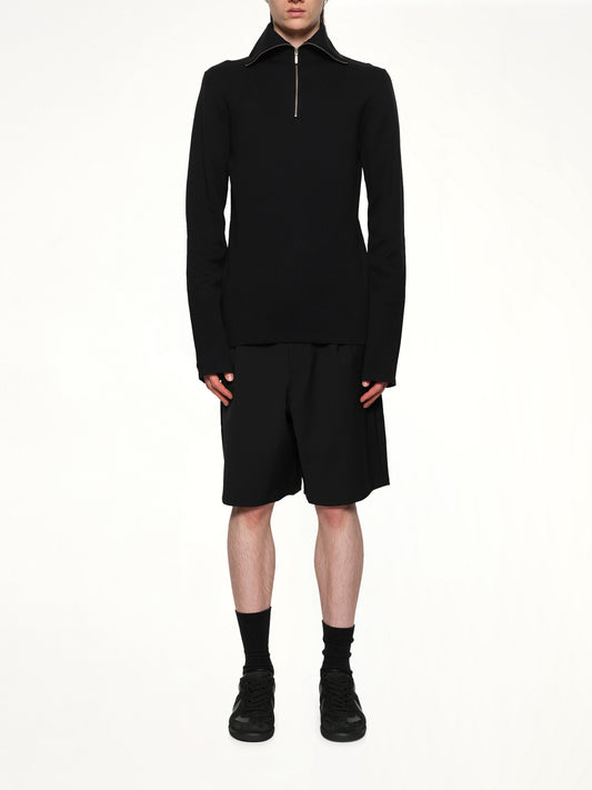 Zip Up Turtle Neck in Black
