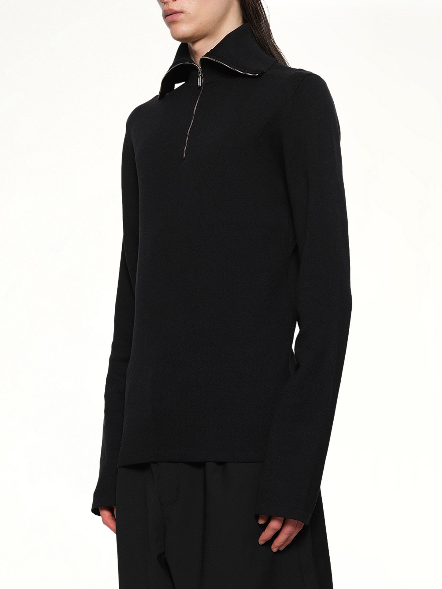 Zip Up Turtle Neck in Black