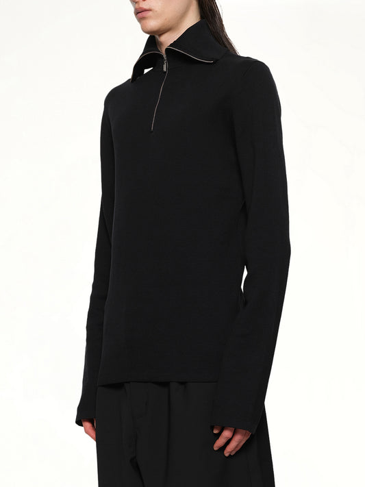 Zip Up Turtle Neck in Black