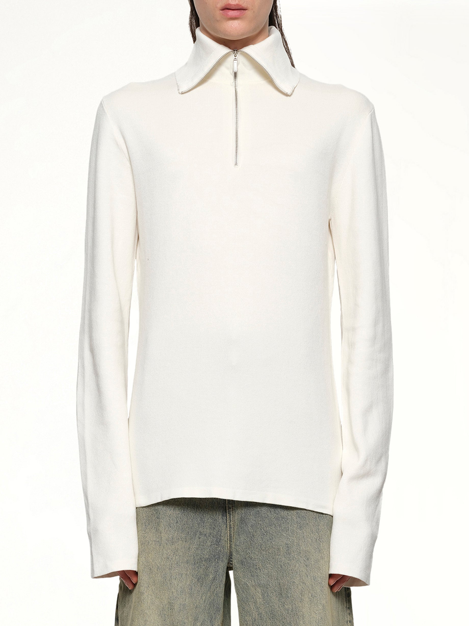 Zip Up Turtle Neck in Ivory
