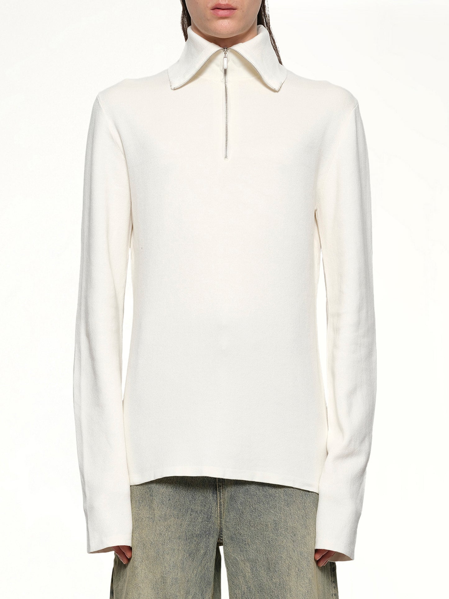 Zip Up Turtle Neck in Ivory