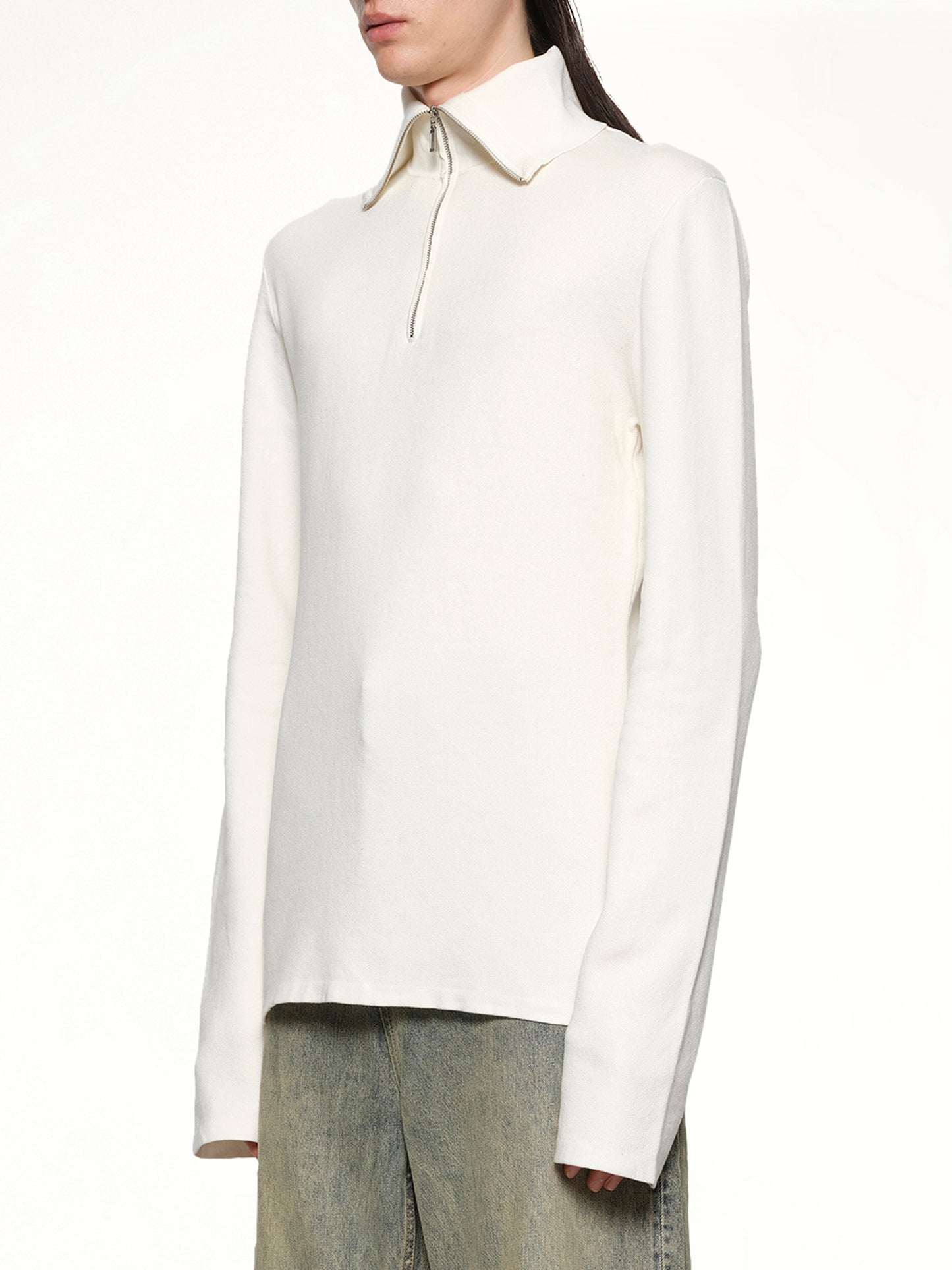 Zip Up Turtle Neck in Ivory