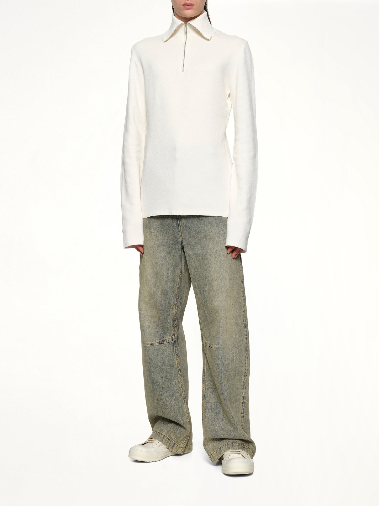 Zip Up Turtle Neck in Ivory