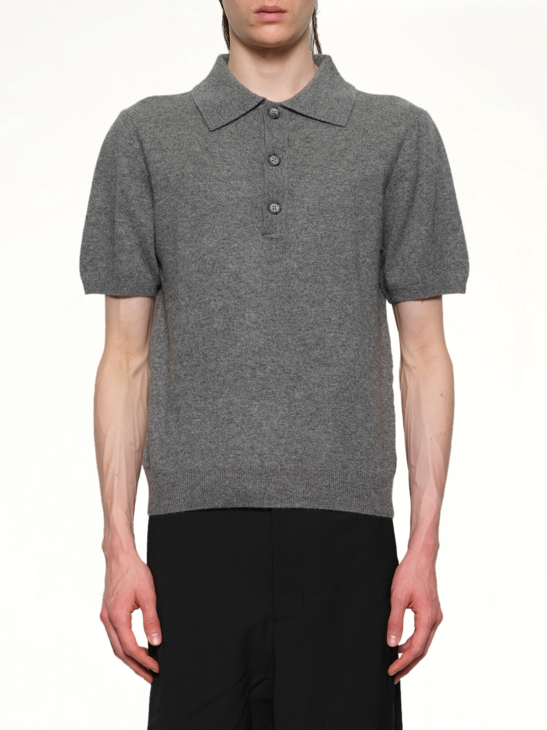 Short Sleeve Knit Polo in Concrete
