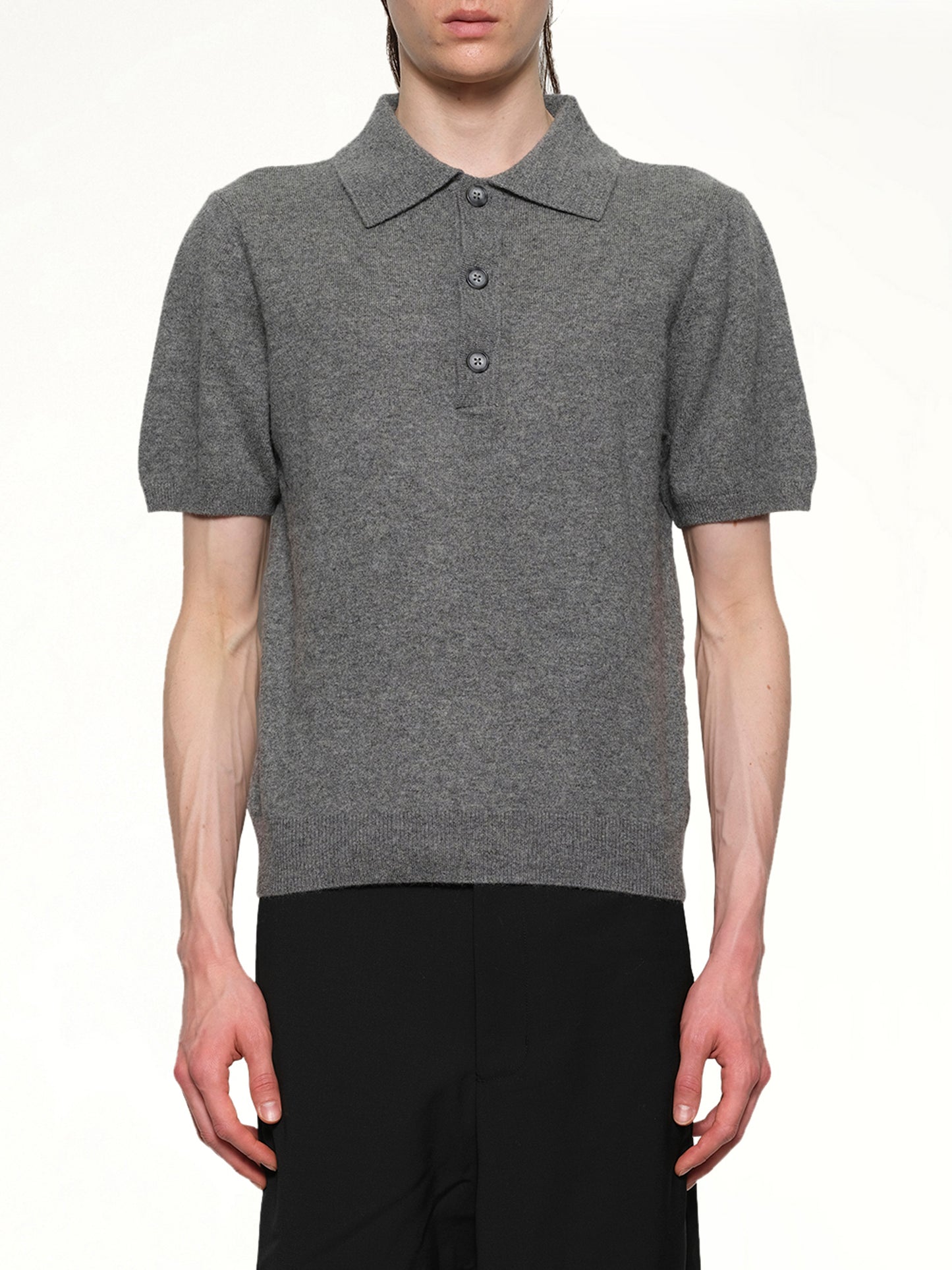 Short Sleeve Knit Polo in Concrete