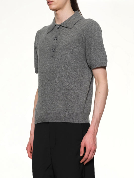 Short Sleeve Knit Polo in Concrete