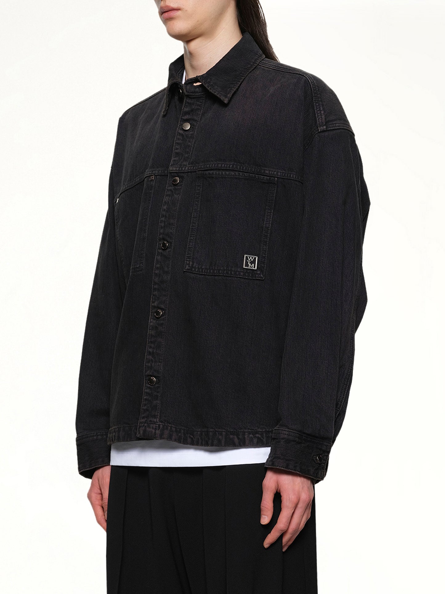 Double Pocket Denim Shirt in Black