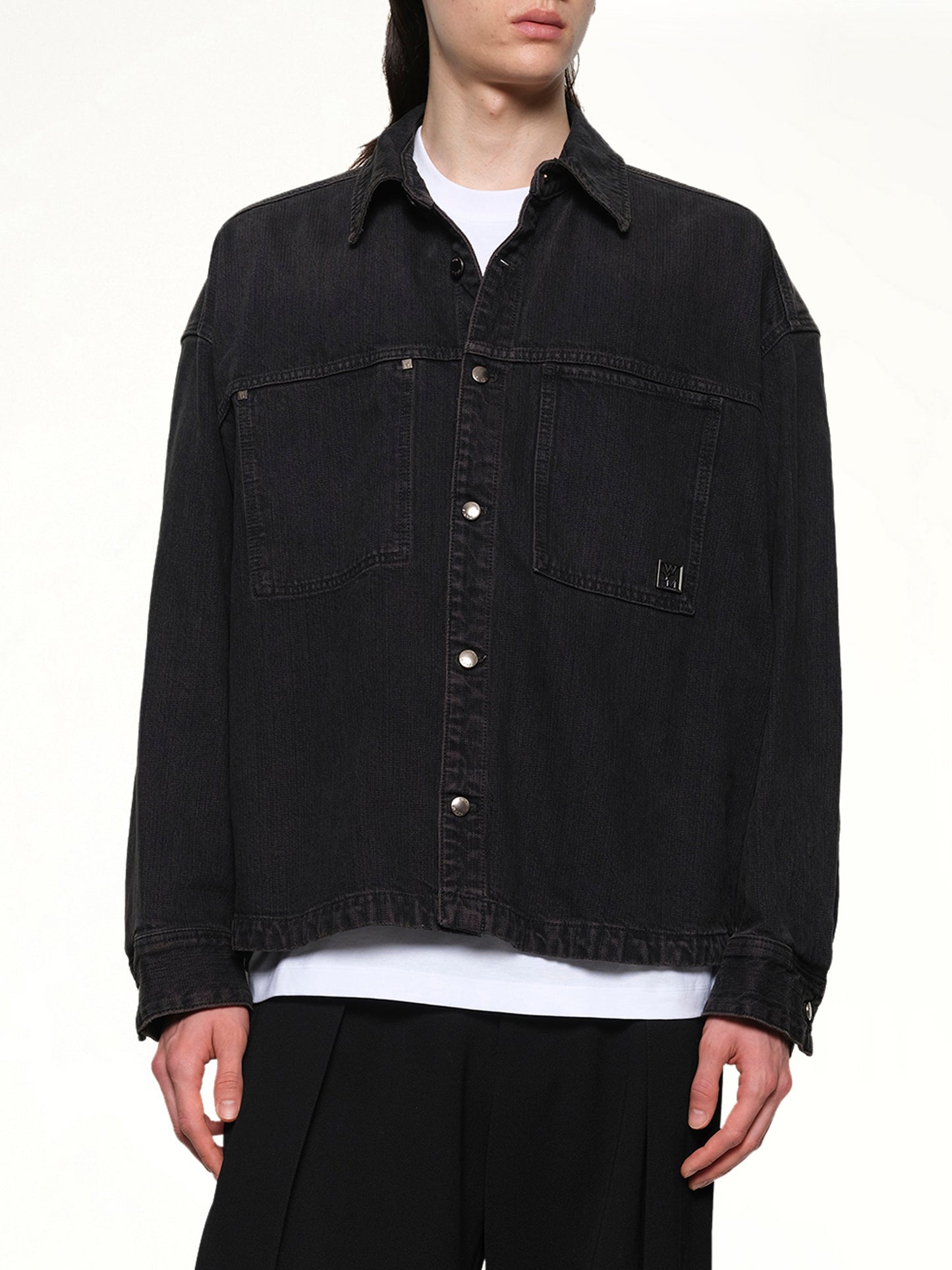 Double Pocket Denim Shirt in Black