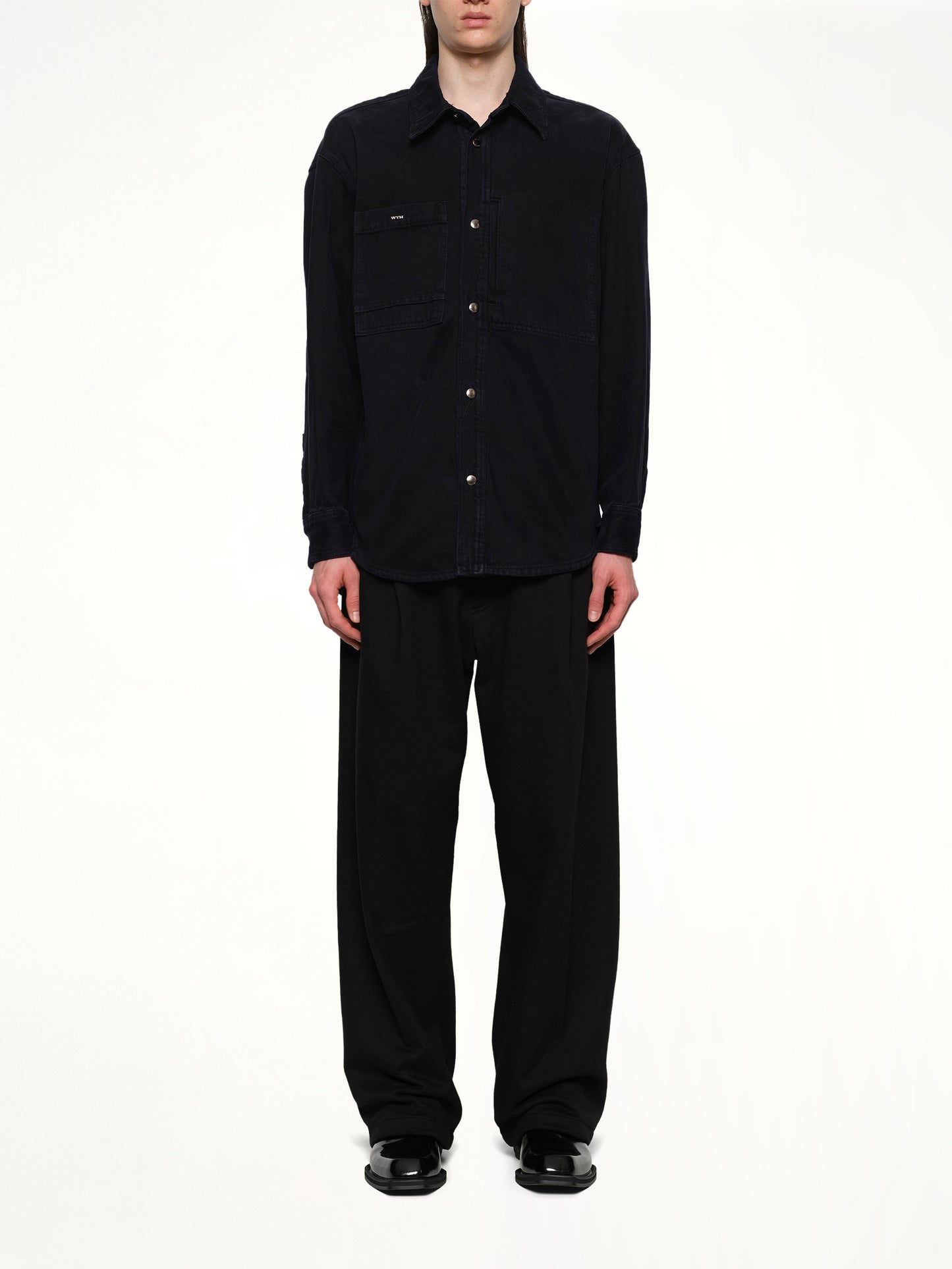 Logo Denim Shirt in Navy