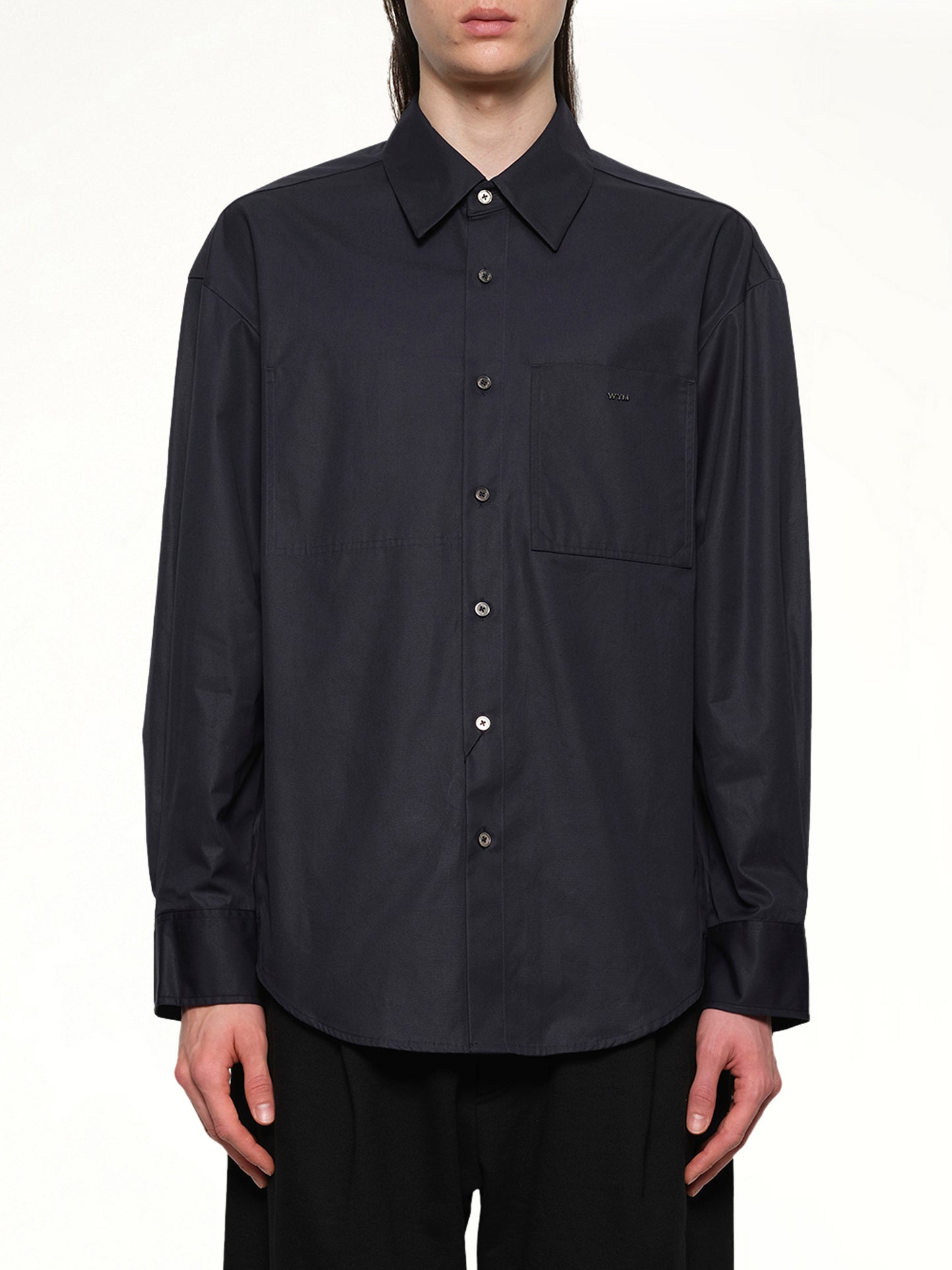 Logo Button Up Shirt in Navy