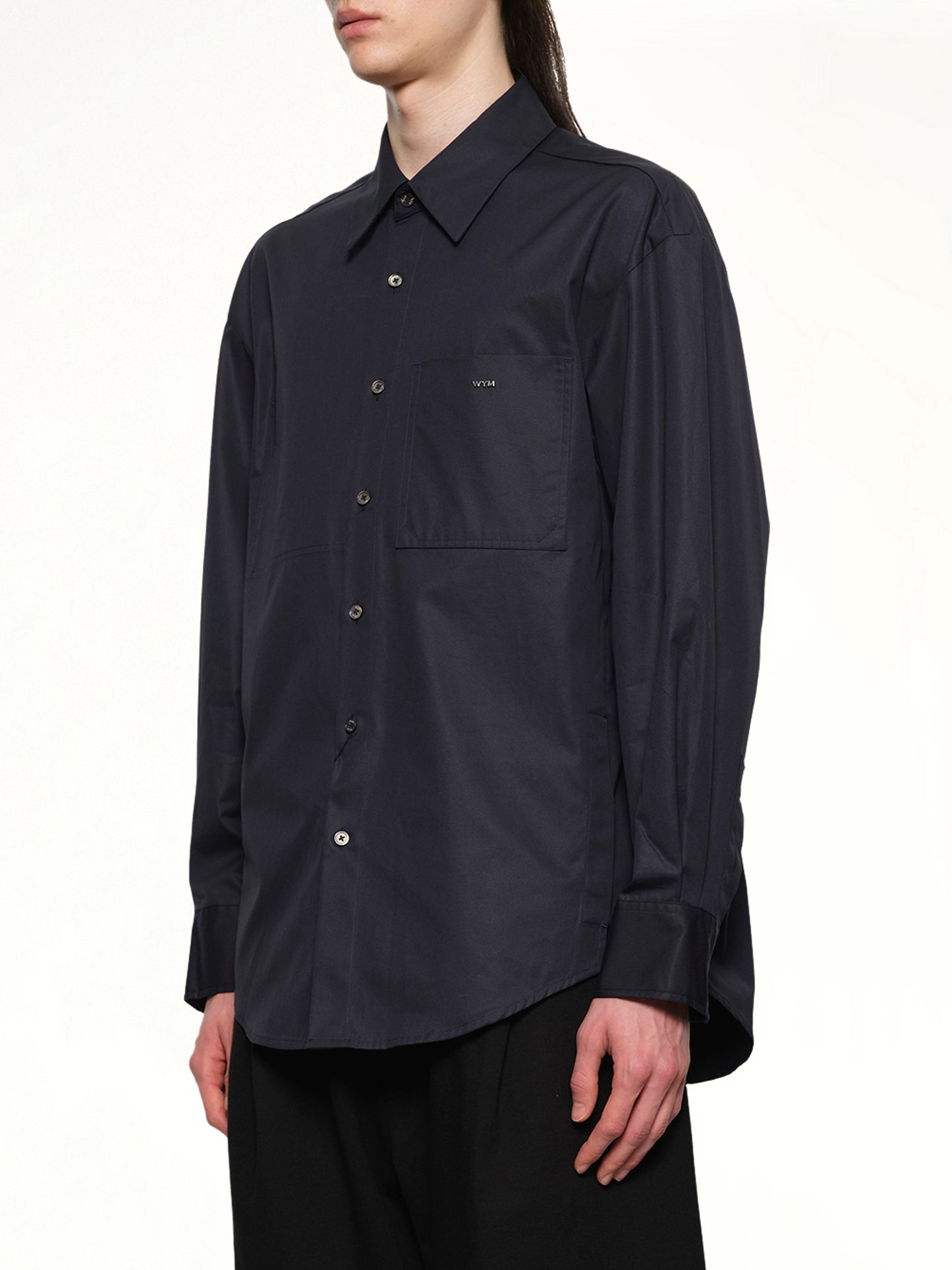 Logo Button Up Shirt in Navy