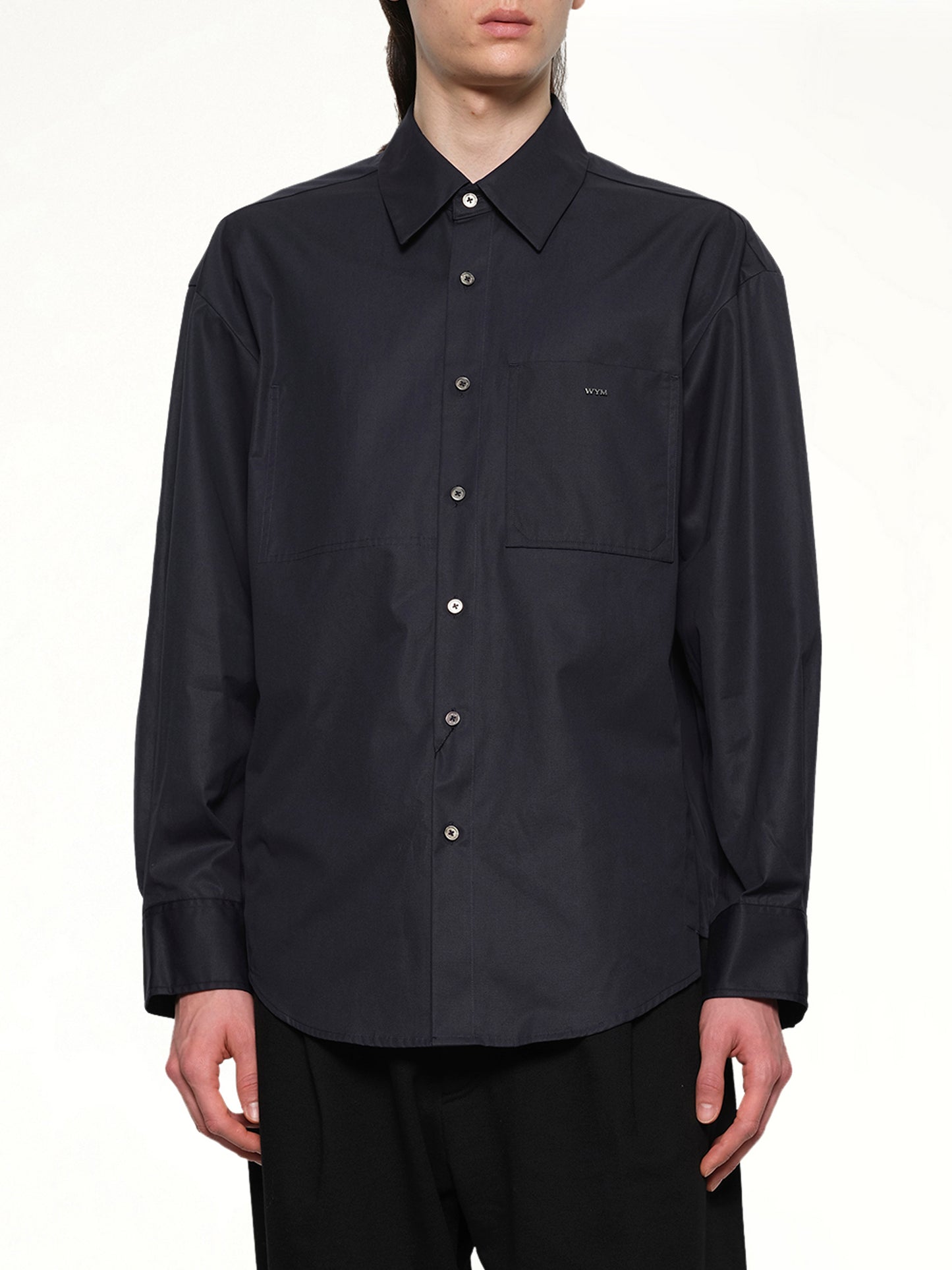 Logo Button Up Shirt in Navy