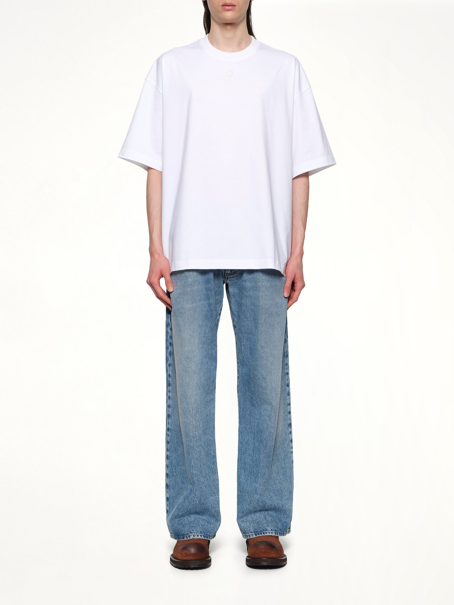 Square Embroidery T-Shirt in White