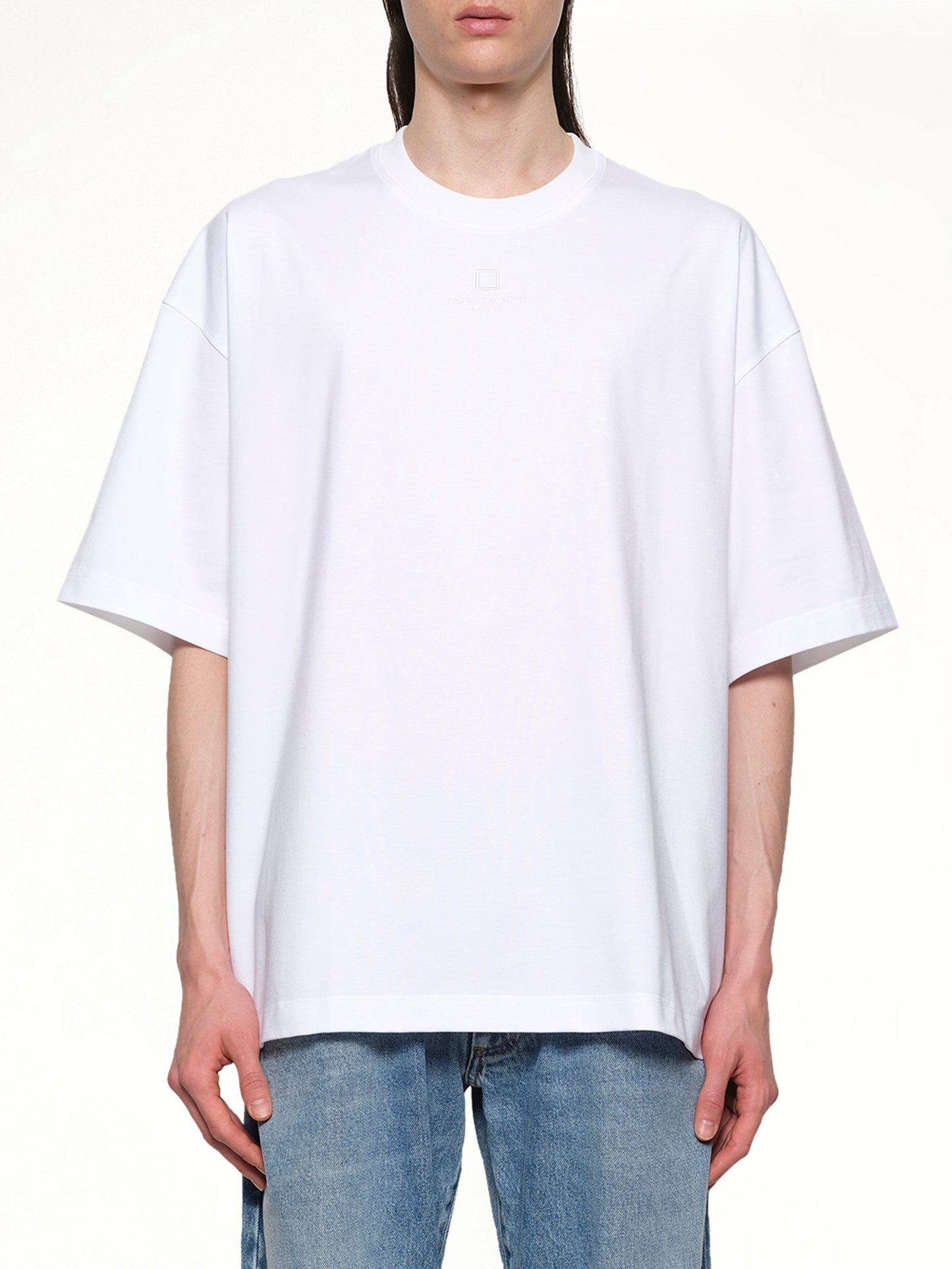 Square Embroidery T-Shirt in White