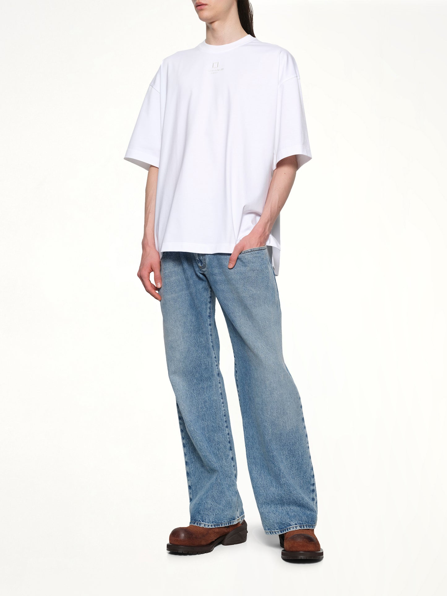 Square Embroidery T-Shirt in White