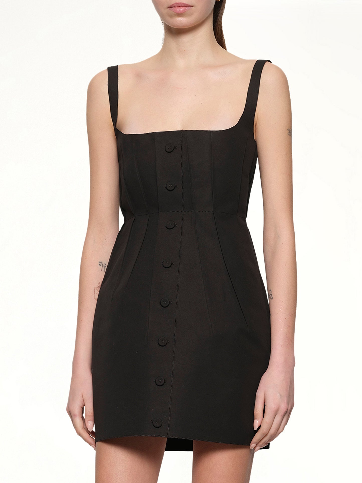 Bonded Cotton Poplin Dress in Black