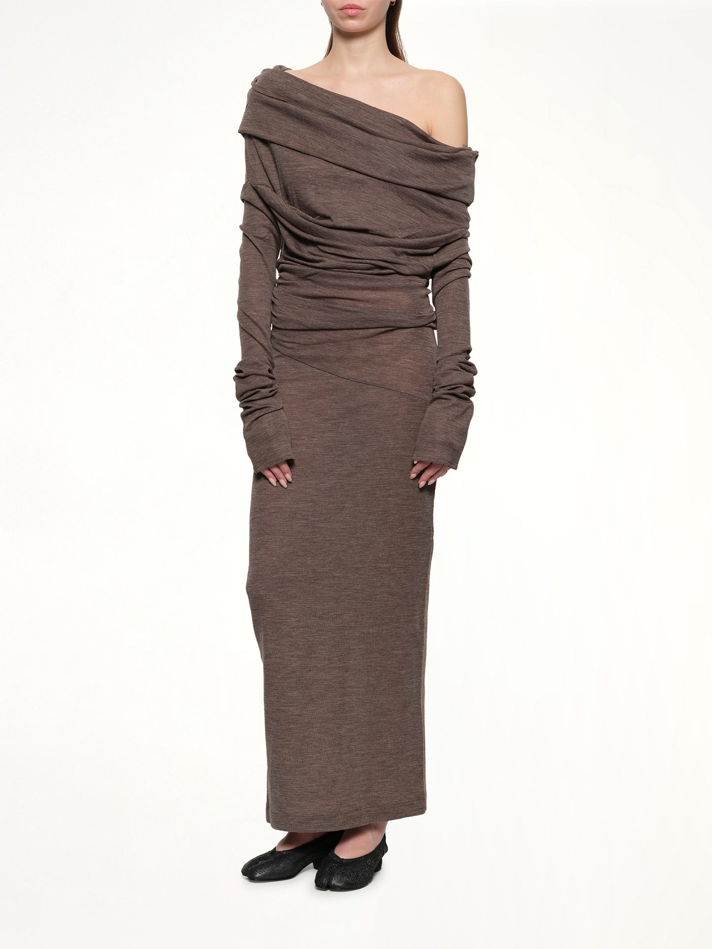 Bound Midi Dress in Pinecone