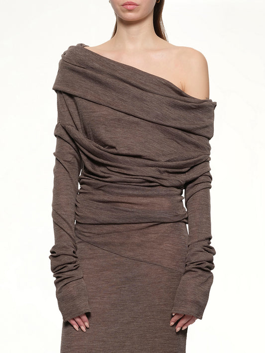 Bound Midi Dress in Pinecone