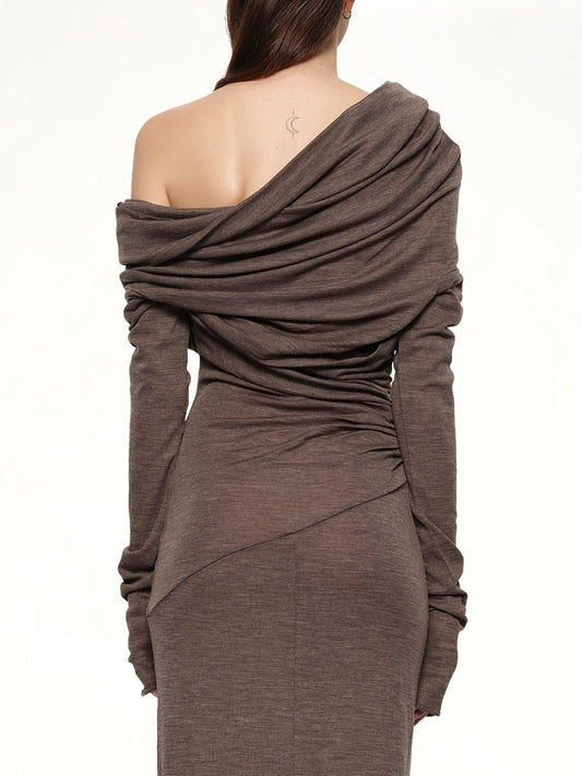 Bound Midi Dress in Pinecone