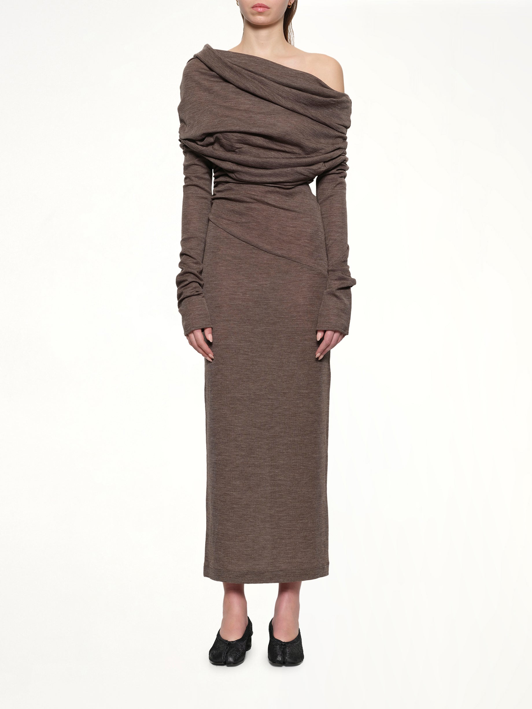 Bound Midi Dress in Pinecone