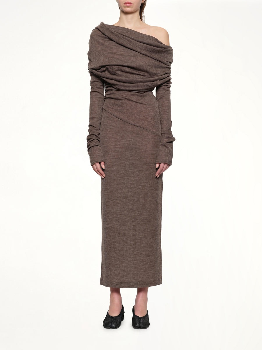 Bound Midi Dress in Pinecone