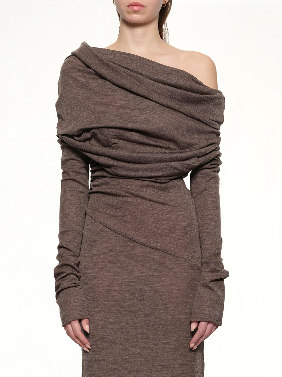 Bound Midi Dress in Pinecone