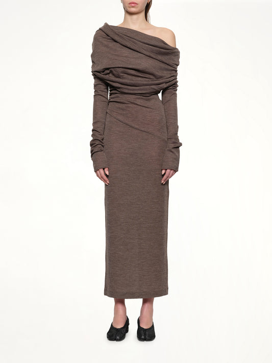 Bound Midi Dress in Pinecone