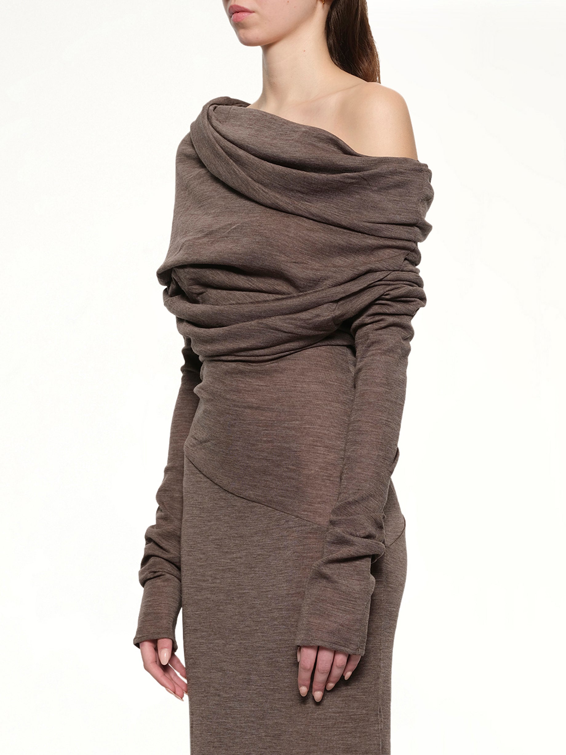 Bound Midi Dress in Pinecone
