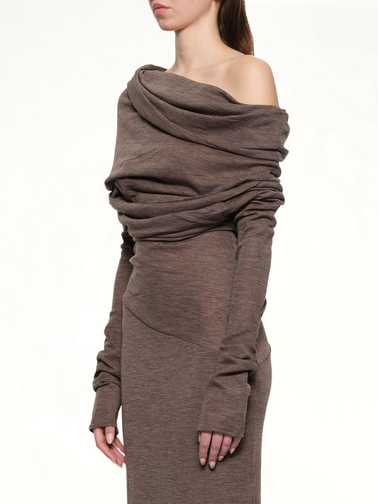 Bound Midi Dress in Pinecone