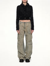Chimera Fur Hooded Button Up in Black