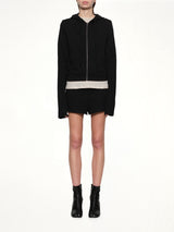 Lightweight Cropped Zip-Up Hoodie in Black