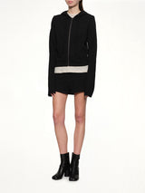 Lightweight Cropped Zip-Up Hoodie in Black