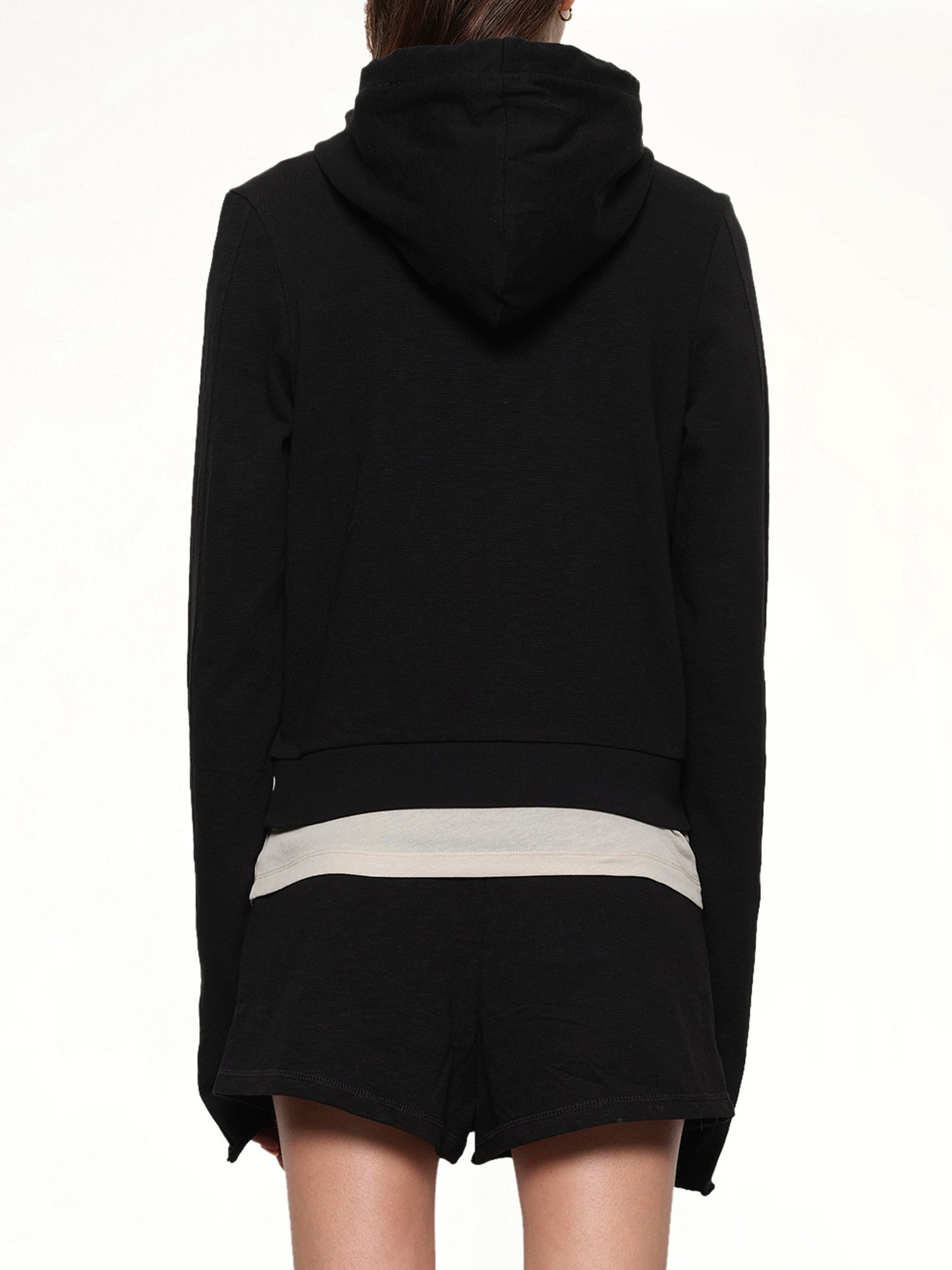 Lightweight Cropped Zip-Up Hoodie in Black