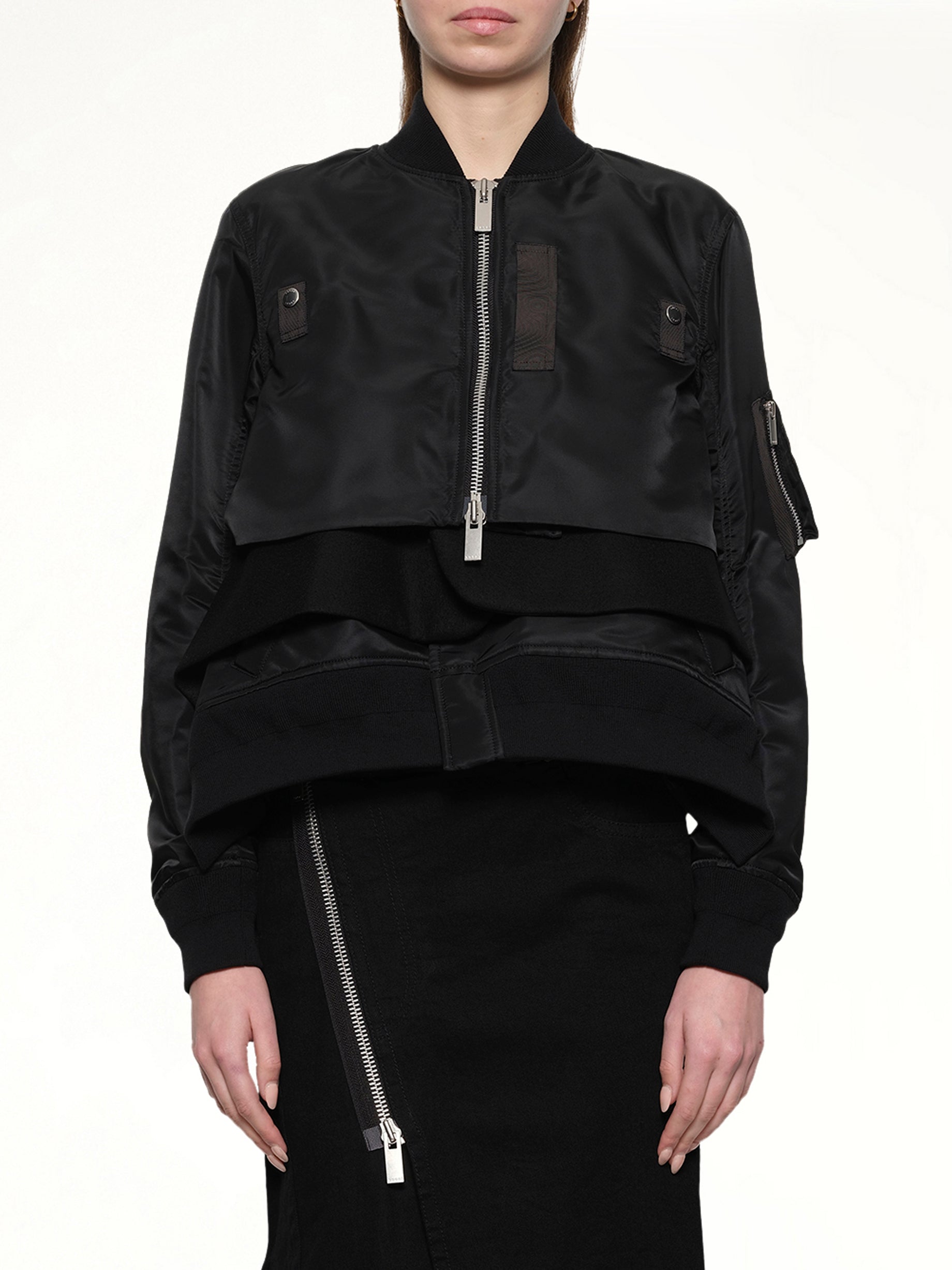 Nylon Twill x Wool Melton Blouson in Black