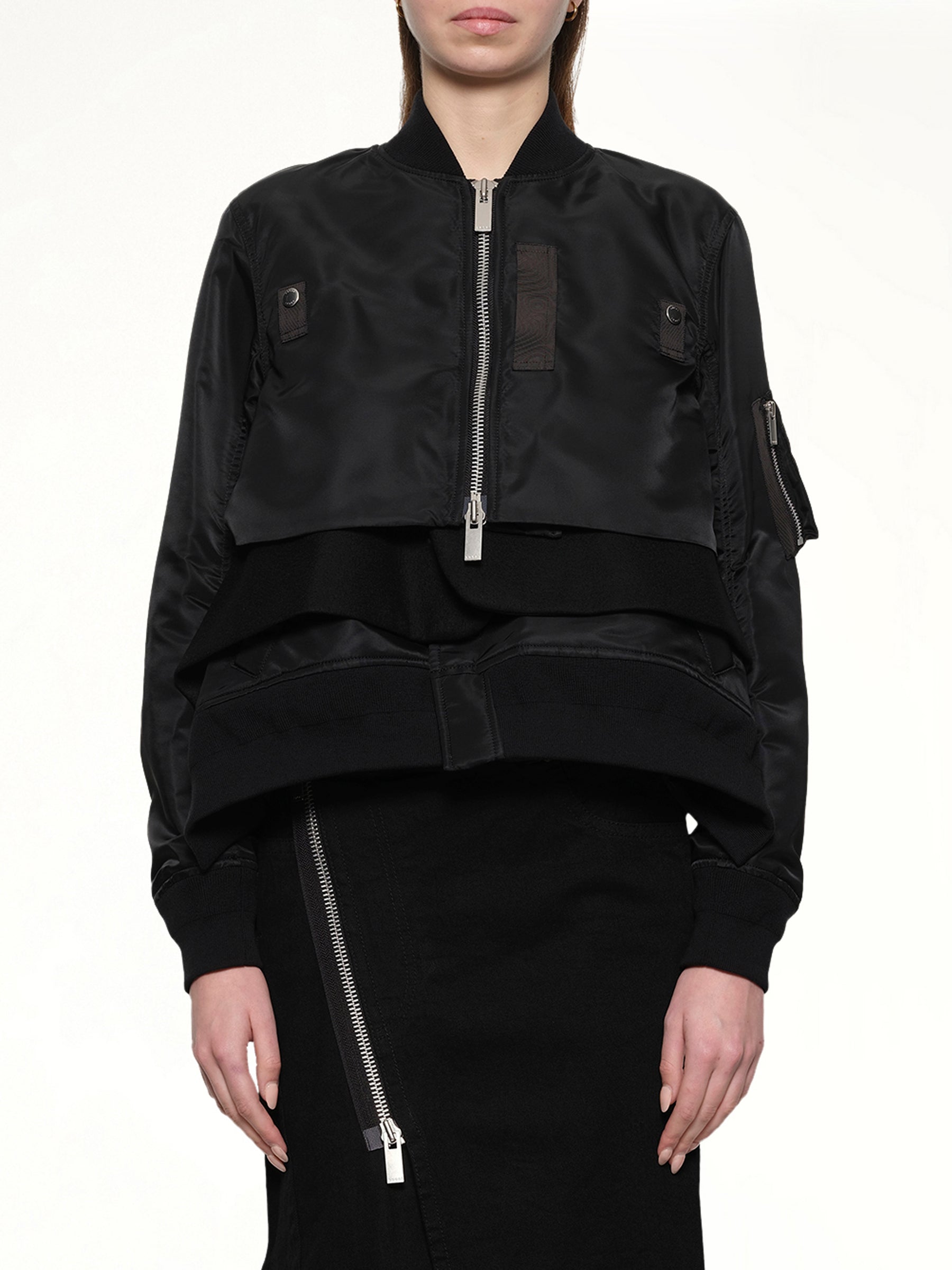 Nylon Twill x Wool Melton Blouson in Black