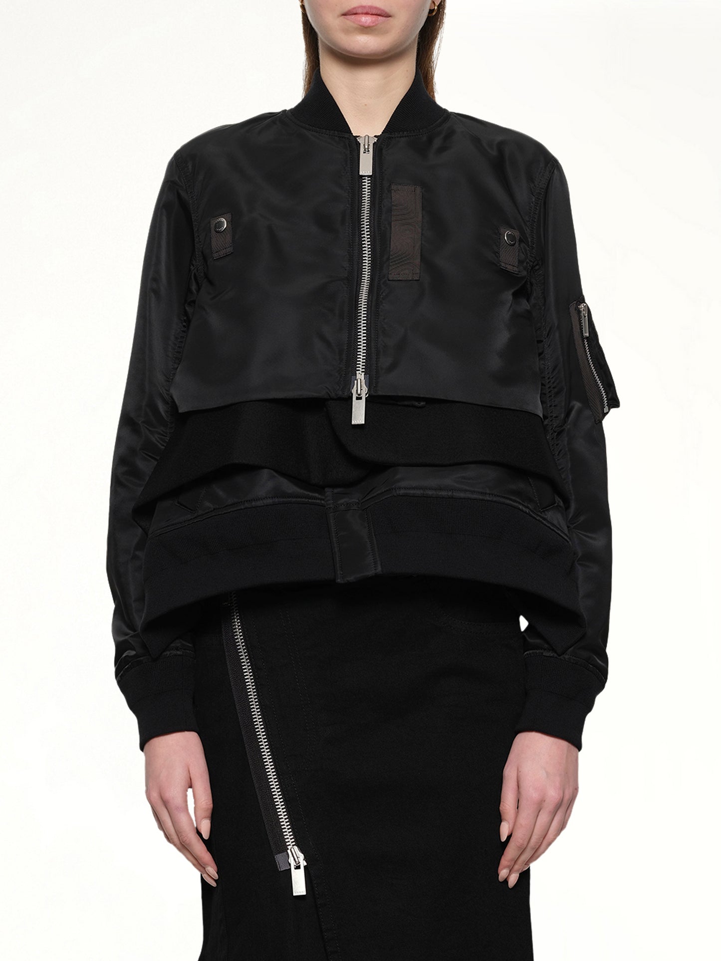 Nylon Twill x Wool Melton Blouson in Black