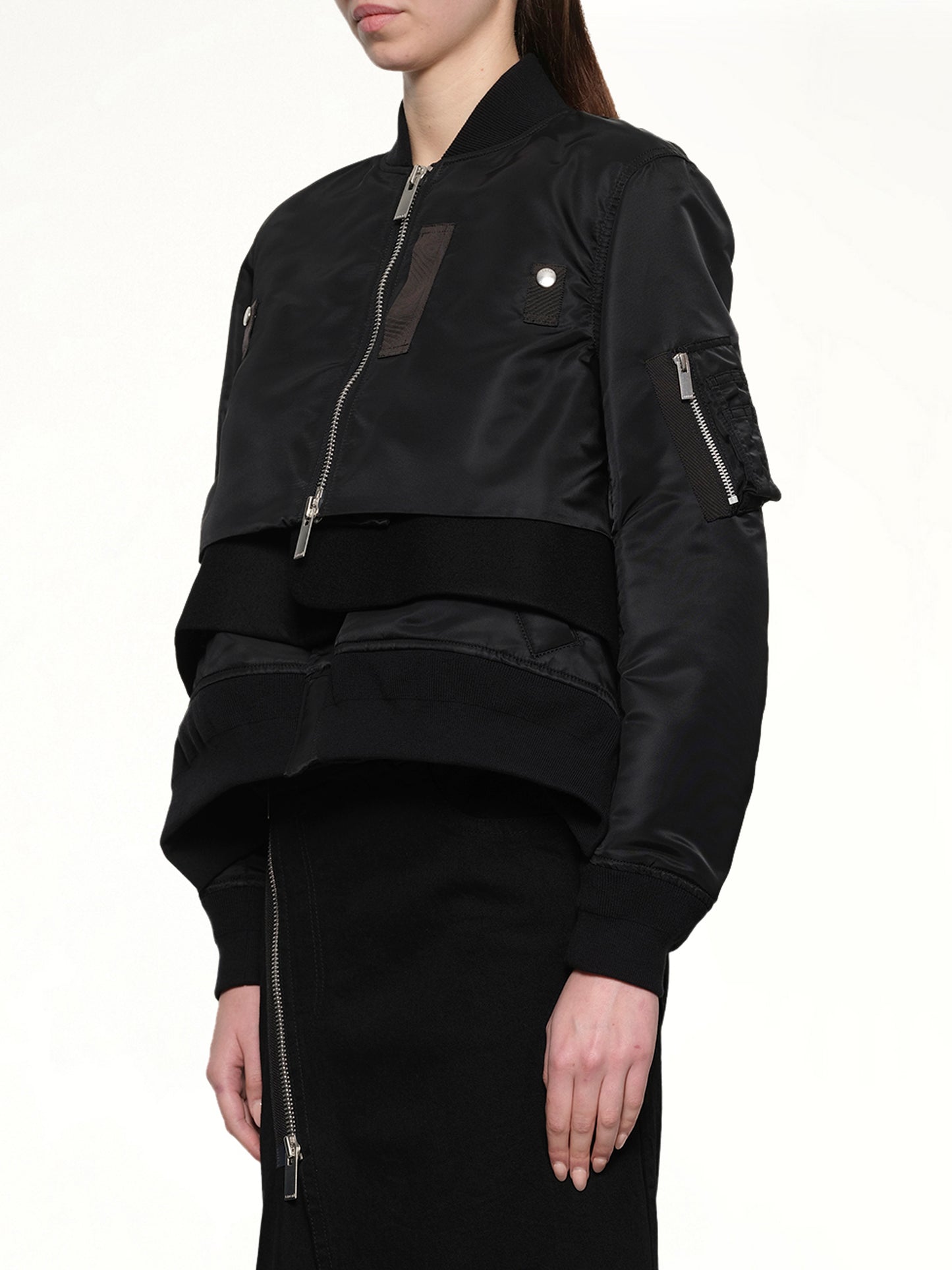 Nylon Twill x Wool Melton Blouson in Black