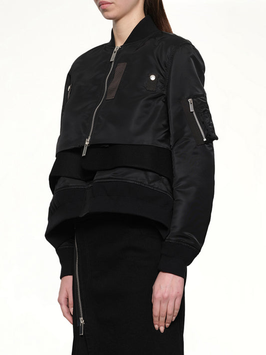 Nylon Twill x Wool Melton Blouson in Black