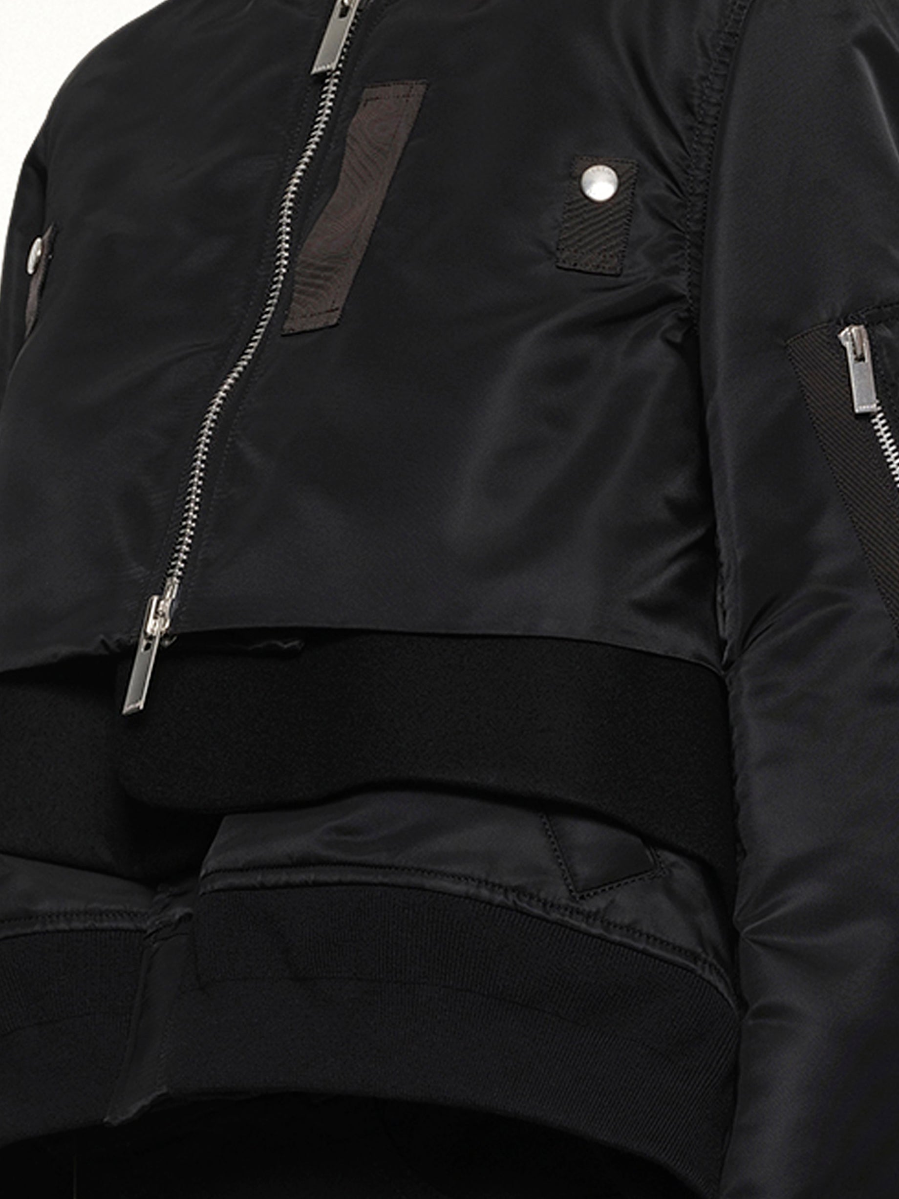 Nylon Twill x Wool Melton Blouson in Black