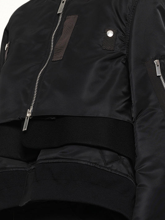 Nylon Twill x Wool Melton Blouson in Black