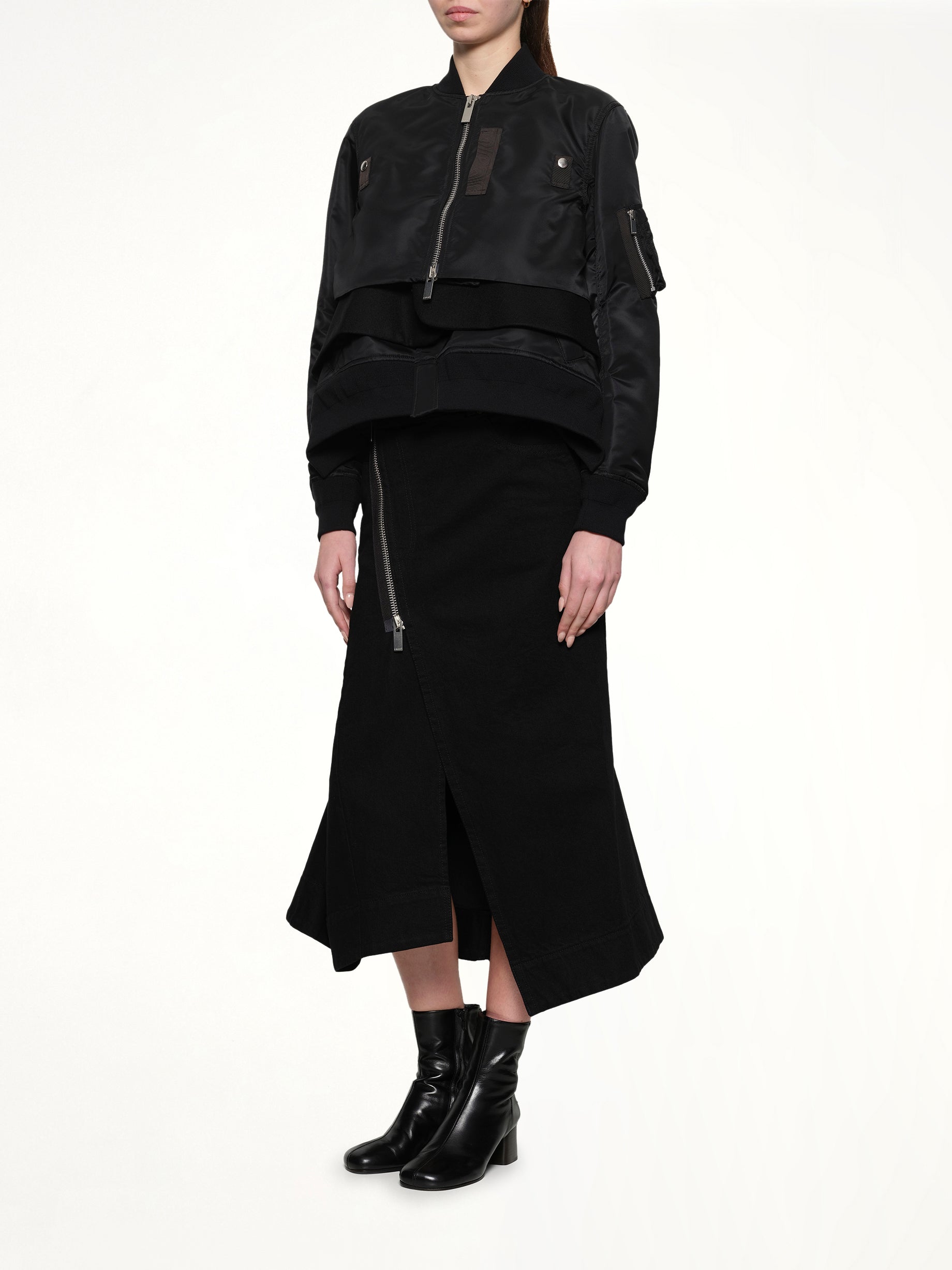 Nylon Twill x Wool Melton Blouson in Black