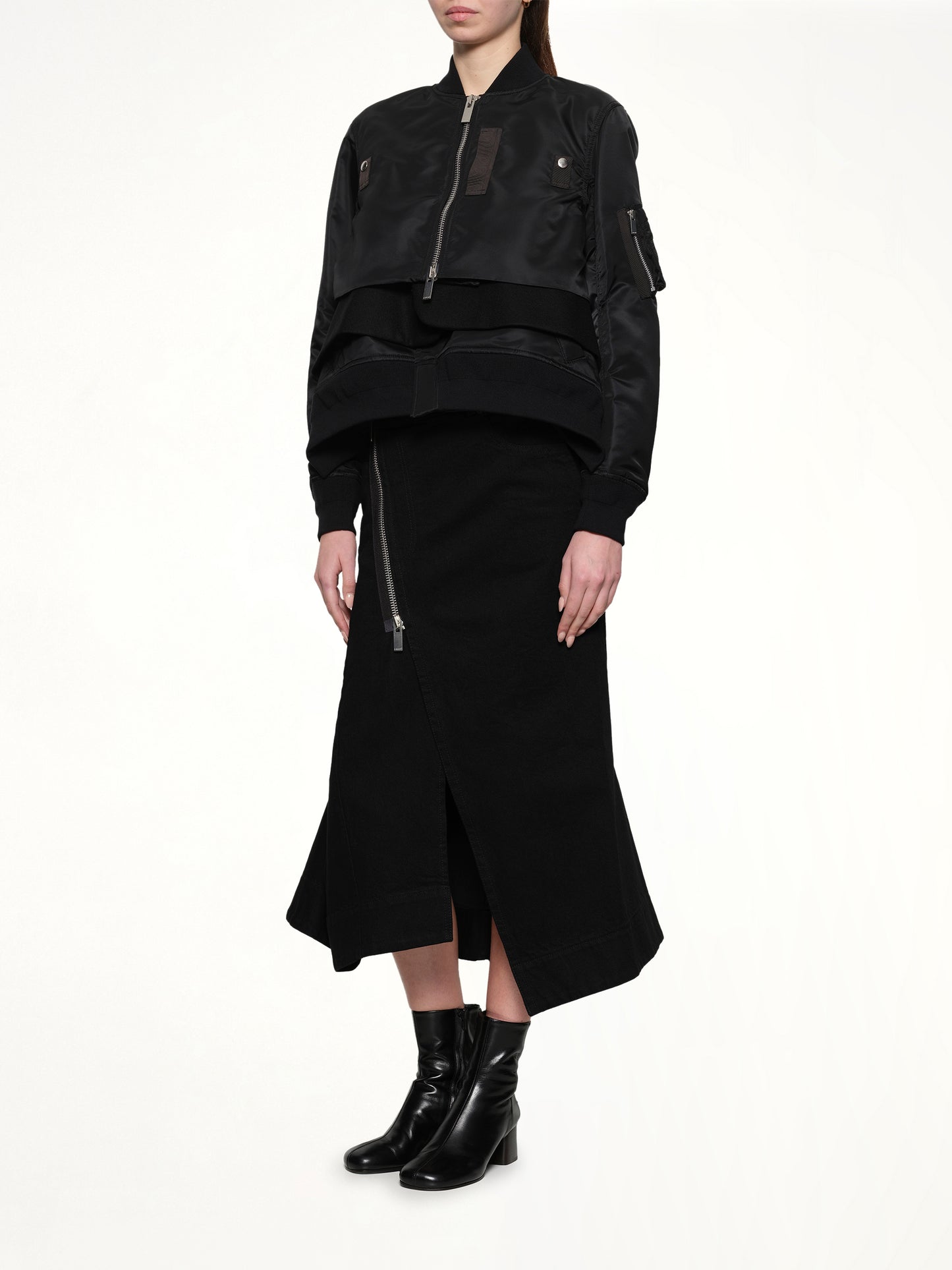 Nylon Twill x Wool Melton Blouson in Black