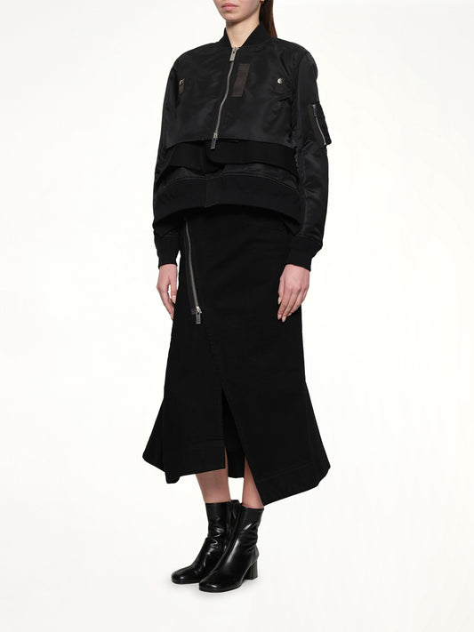 Nylon Twill x Wool Melton Blouson in Black