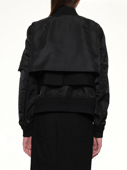 Nylon Twill x Wool Melton Blouson in Black