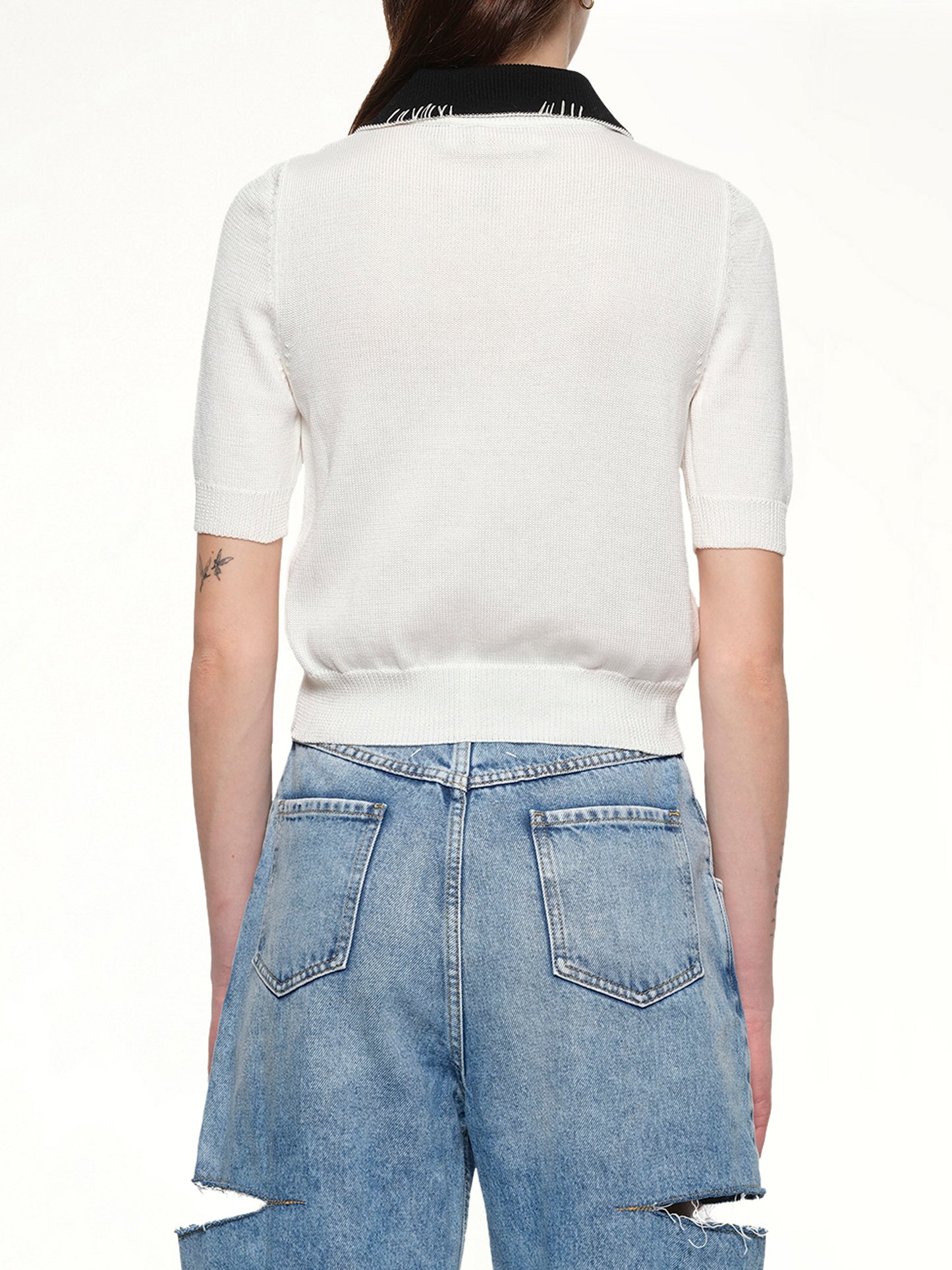 Short Sleeve Knit Polo in Natural White