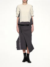 Stripe Doeskin x Wool Knit Pullover in Off White/Gray