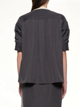 Stripe Doeskin x Wool Knit Pullover in Off White/Gray